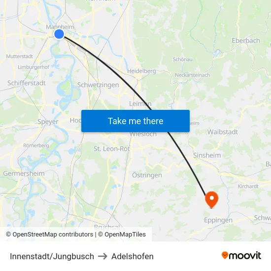 Innenstadt/Jungbusch to Adelshofen map