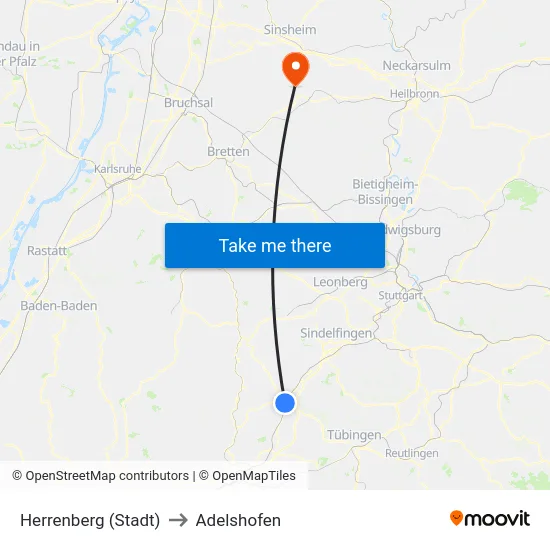 Herrenberg (Stadt) to Adelshofen map