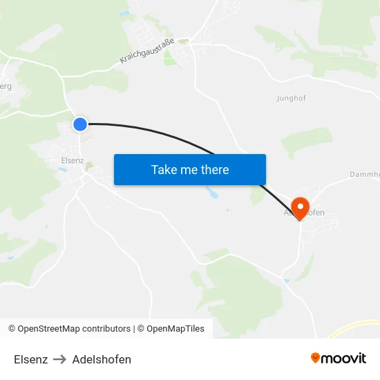 Elsenz to Adelshofen map