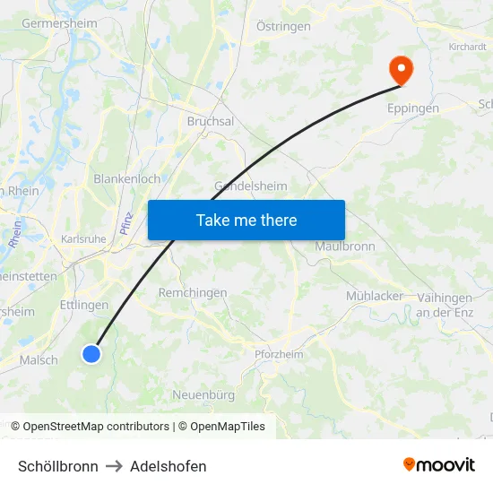 Schöllbronn to Adelshofen map