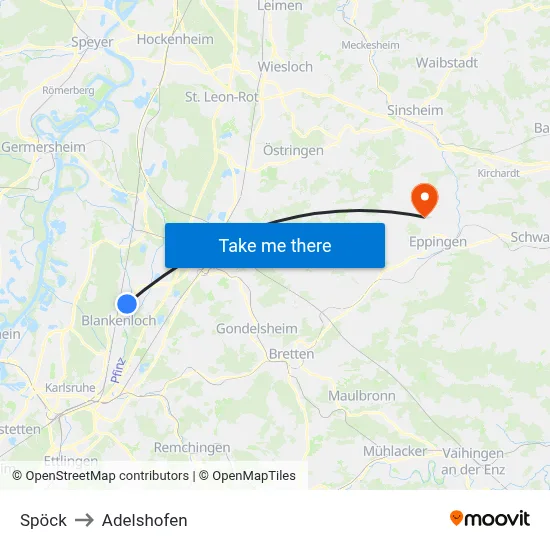 Spöck to Adelshofen map