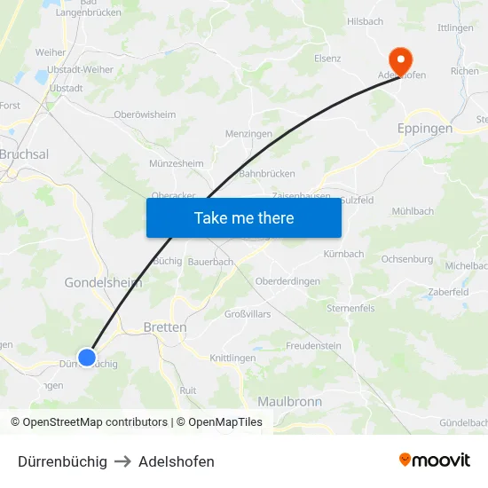 Dürrenbüchig to Adelshofen map