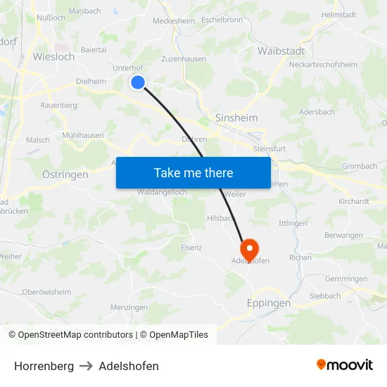 Horrenberg to Adelshofen map