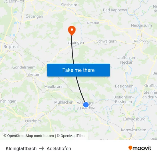 Kleinglattbach to Adelshofen map