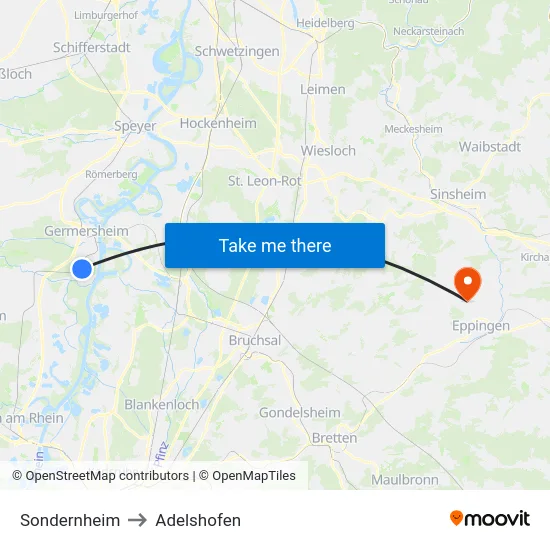 Sondernheim to Adelshofen map