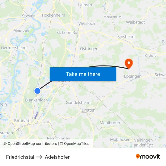 Friedrichstal to Adelshofen map
