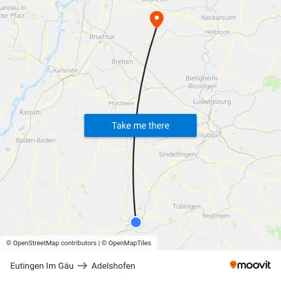 Eutingen Im Gäu to Adelshofen map