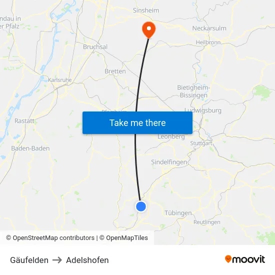 Gäufelden to Adelshofen map