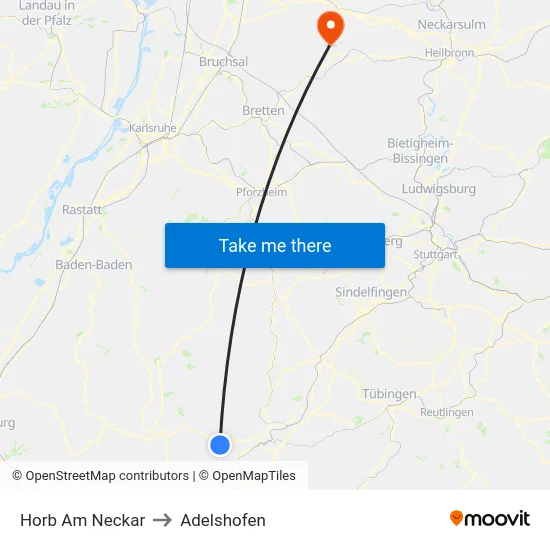 Horb Am Neckar to Adelshofen map