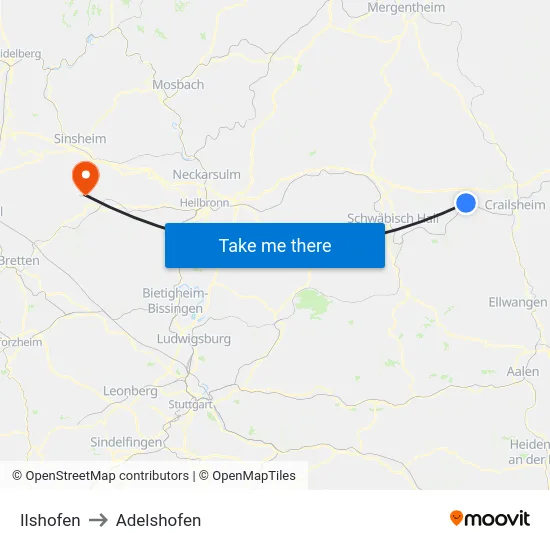 Ilshofen to Adelshofen map