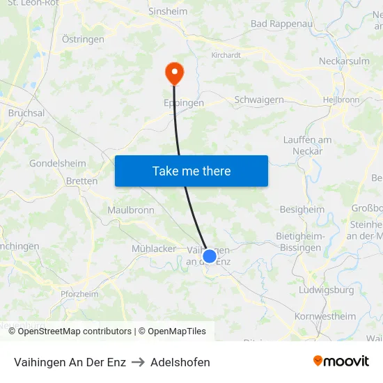 Vaihingen An Der Enz to Adelshofen map