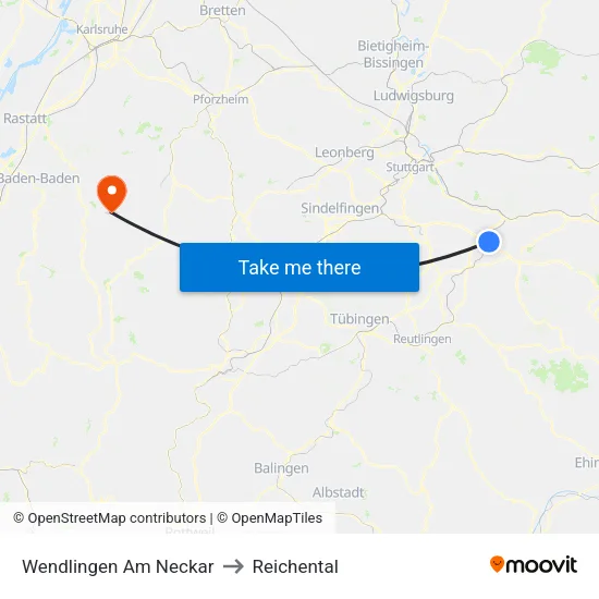 Wendlingen Am Neckar to Reichental map