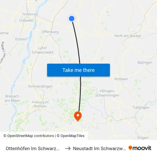 Ottenhöfen Im Schwarzwald to Neustadt Im Schwarzwald map
