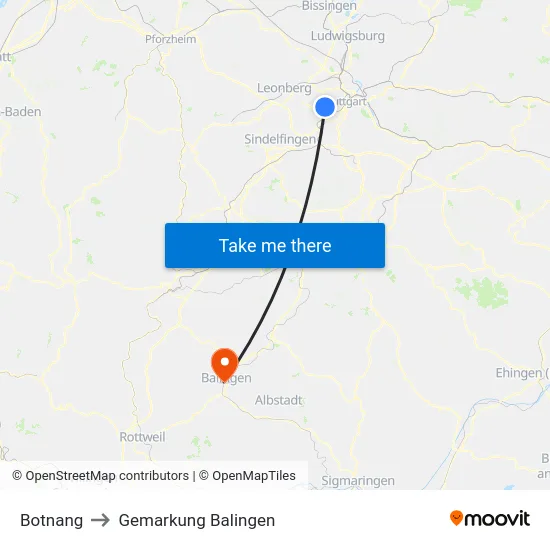 Botnang to Gemarkung Balingen map