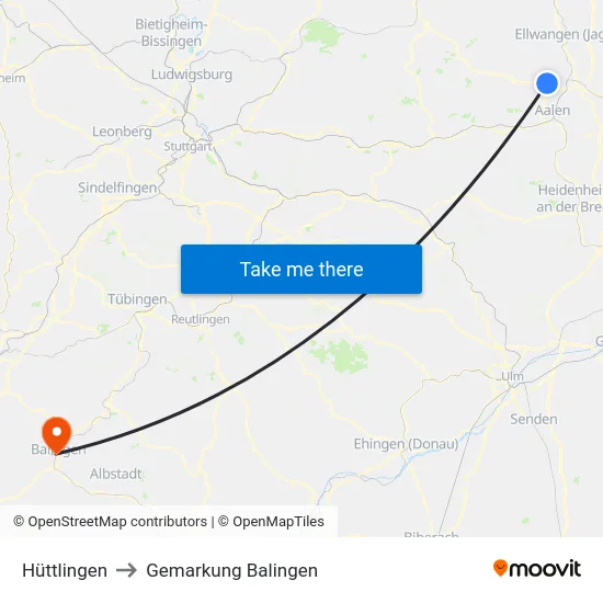 Hüttlingen to Gemarkung Balingen map