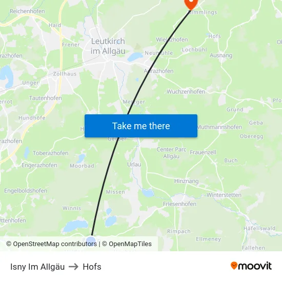 Isny Im Allgäu to Hofs map
