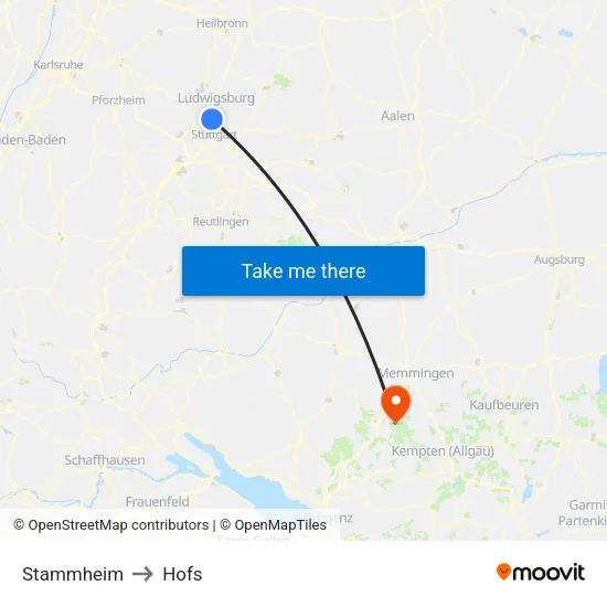 Stammheim to Hofs map