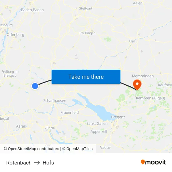 Rötenbach to Hofs map