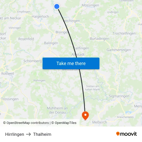 Hirrlingen to Thalheim map