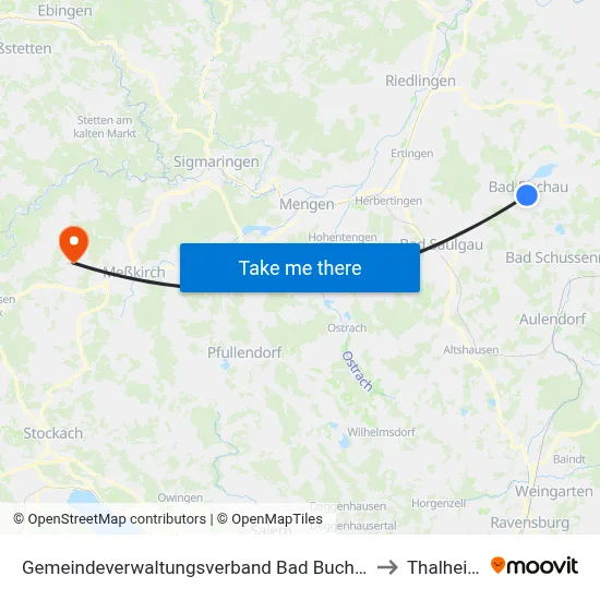 Gemeindeverwaltungsverband Bad Buchau to Thalheim map