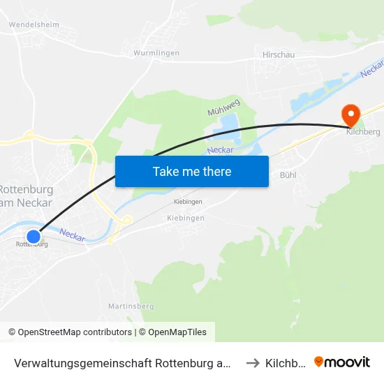 Verwaltungsgemeinschaft Rottenburg am Neckar to Kilchberg map