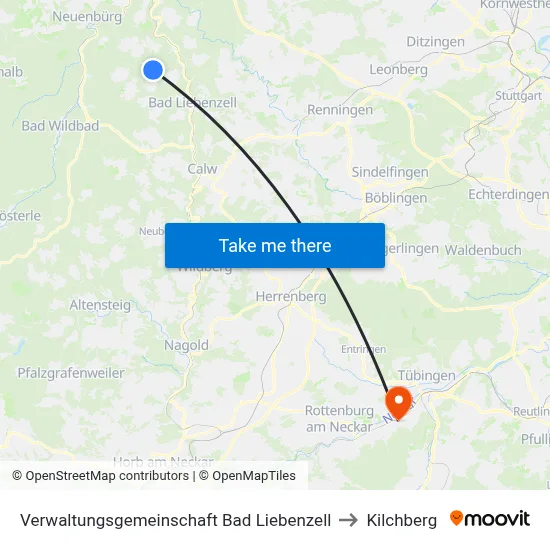 Verwaltungsgemeinschaft Bad Liebenzell to Kilchberg map