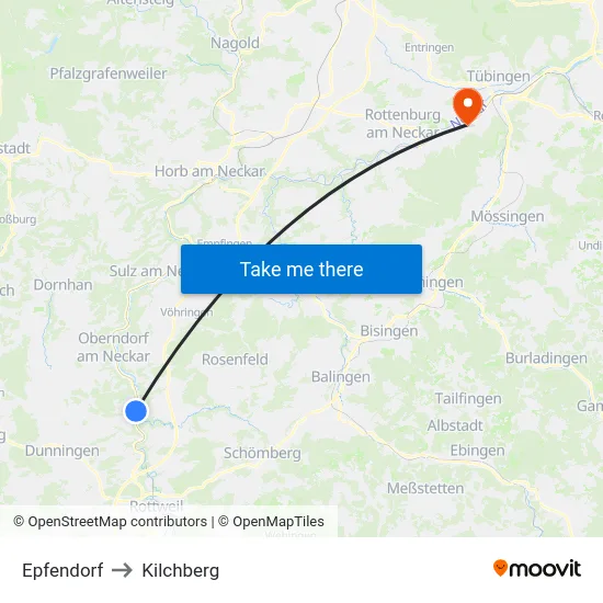 Epfendorf to Kilchberg map