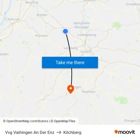Vvg Vaihingen An Der Enz to Kilchberg map
