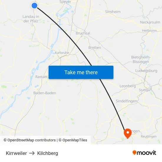 Kirrweiler to Kilchberg map