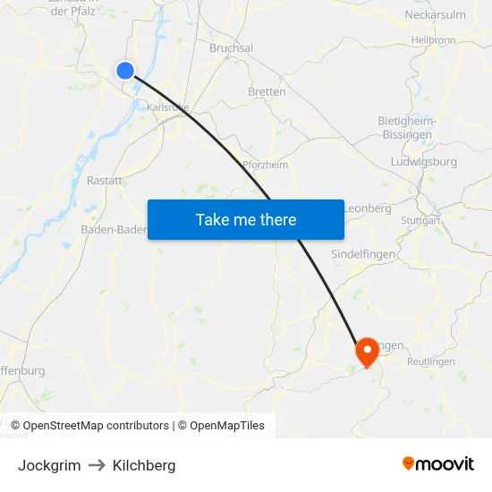 Jockgrim to Kilchberg map