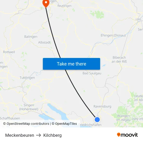 Meckenbeuren to Kilchberg map