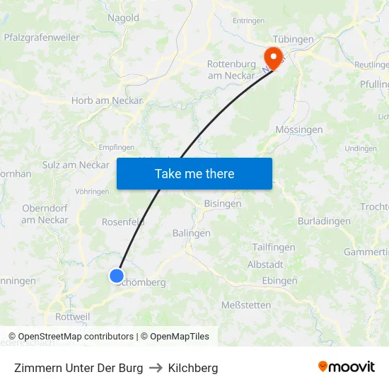 Zimmern Unter Der Burg to Kilchberg map