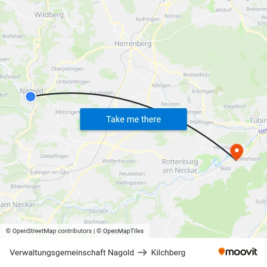 Verwaltungsgemeinschaft Nagold to Kilchberg map