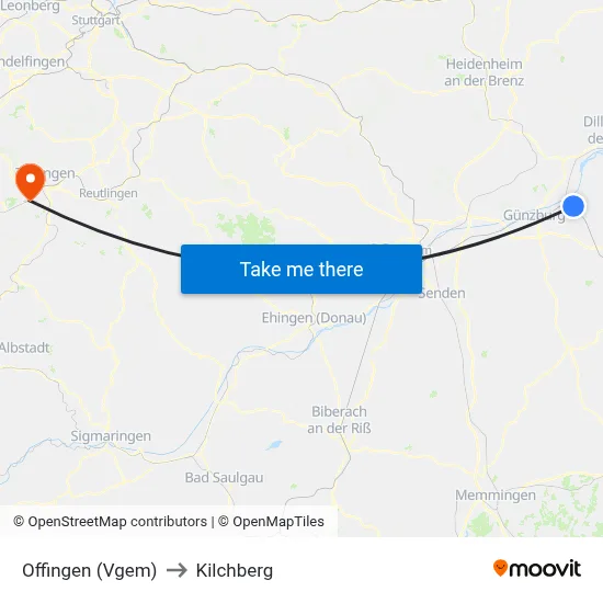 Offingen (Vgem) to Kilchberg map
