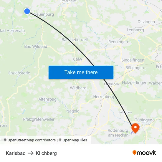Karlsbad to Kilchberg map