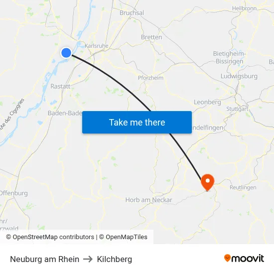 Neuburg am Rhein to Kilchberg map
