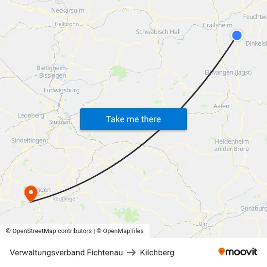 Verwaltungsverband Fichtenau to Kilchberg map