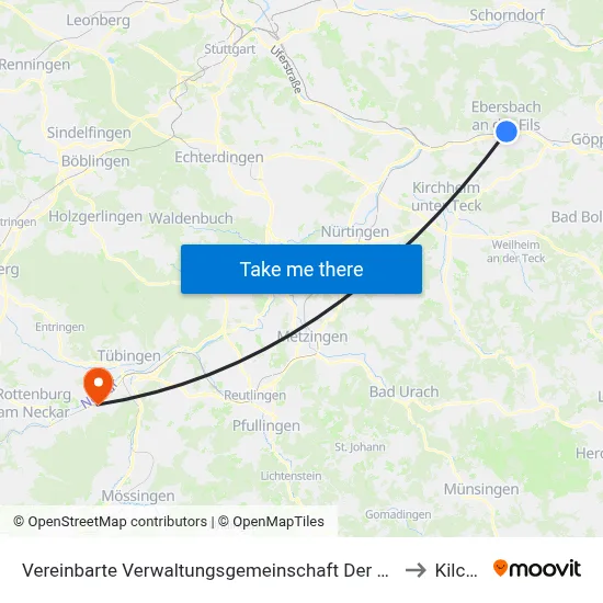 Vereinbarte Verwaltungsgemeinschaft Der Stadt Ebersbach An Der Fils to Kilchberg map