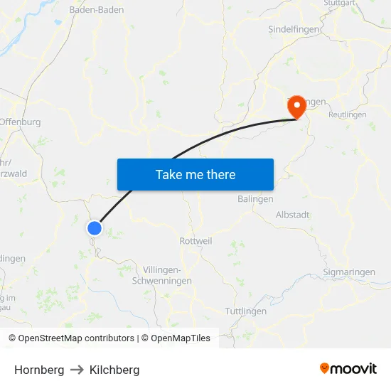 Hornberg to Kilchberg map