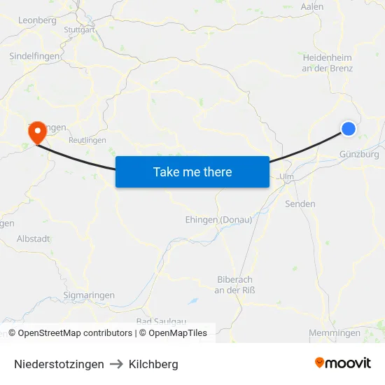 Niederstotzingen to Kilchberg map