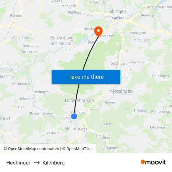 Hechingen to Kilchberg map
