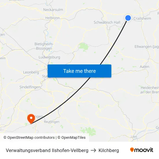 Verwaltungsverband Ilshofen-Vellberg to Kilchberg map