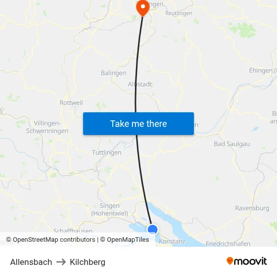 Allensbach to Kilchberg map