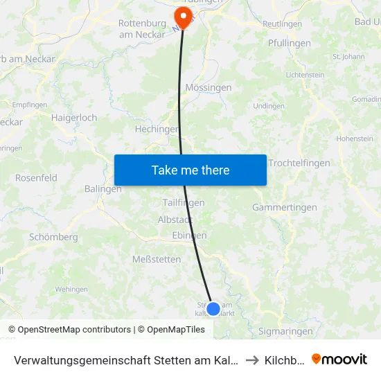Verwaltungsgemeinschaft Stetten am Kalten Markt to Kilchberg map
