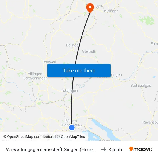 Verwaltungsgemeinschaft Singen (Hohentwiel) to Kilchberg map
