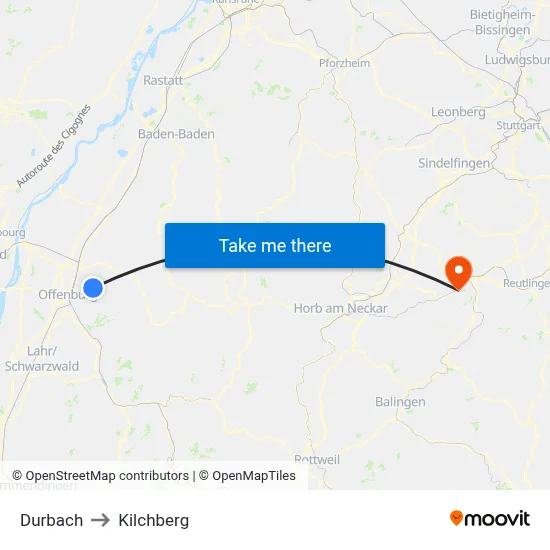 Durbach to Kilchberg map