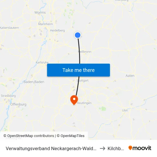 Verwaltungsverband Neckargerach-Waldbrunn to Kilchberg map