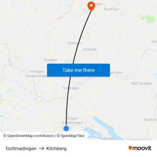 Gottmadingen to Kilchberg map