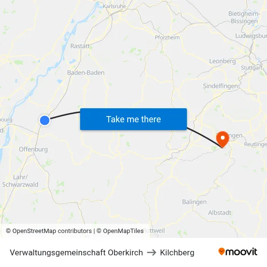 Verwaltungsgemeinschaft Oberkirch to Kilchberg map