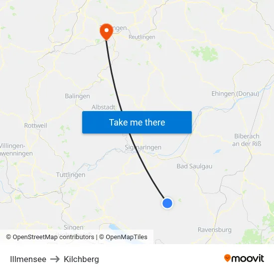 Illmensee to Kilchberg map
